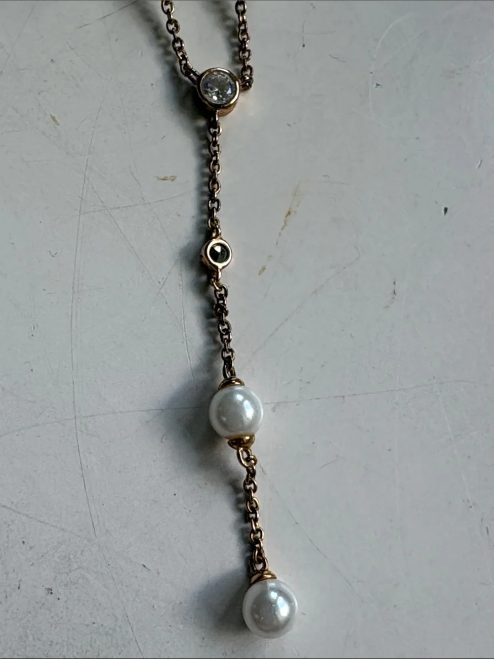 Rare Judith Jack Pearl Drop Y-Necklace in Gold Vermeil over Sterling Silver